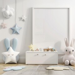 Wall Mural - A white room with a white frame and a white wall