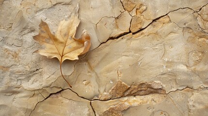 Canvas Print - Leaf stone beige background. Generative AI