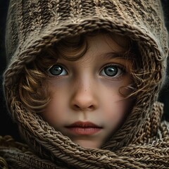 portrait of a child in a hood