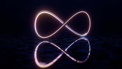 Aufkleber - Infinity Symbol with Neon Glow and Reflection on Dark Surface

