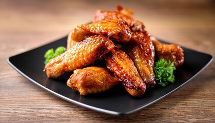 Wall Mural -  Savory chicken wings coated in seasoned flour, fried until crispy. Popular finger food at parties, bars, and casual restaurants. Versatile and delicious.