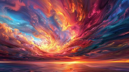 Canvas Print - Sunset Sky Nature Background. Generative AI