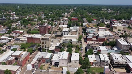 Wall Mural - Vicksburg, Mississippi, USA - April 23, 2024: Afternoon sun shines on the historic buildings of downtown Vicksburg.