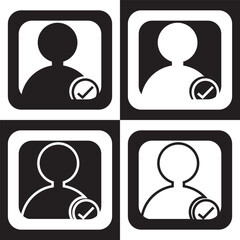 Wall Mural - check user icon vector accept person profile avatar with checkmark yes tick symbol, checked user pro