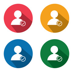 Wall Mural - check user icon vector accept person profile avatar with checkmark yes tick symbol, checked user pro