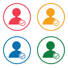 Wall Mural - check user icon vector accept person profile avatar with checkmark yes tick symbol, checked user pro