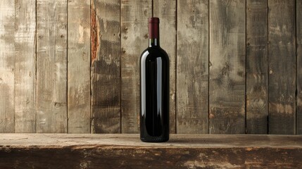 Wall Mural - Wine bottle wood background. Generative AI