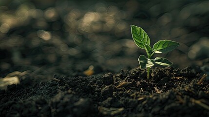 Wall Mural - young plant soil growth. generative ai