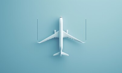 Wall Mural - White Airplane on a Blue Background