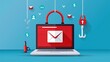 © Rutchaneewan - Email security concept, illustrated laptop displaying a locked email with symbols of phishing attempts and data protection to highlight cybersecurity threats.