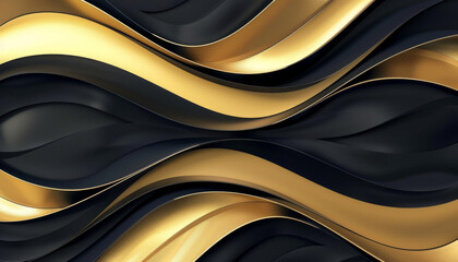 Poster - Abstract Black and Gold Wavy Pattern