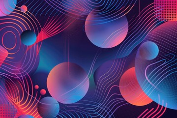 Poster - Abstract design featuring colorful circles and lines on a vibrant background