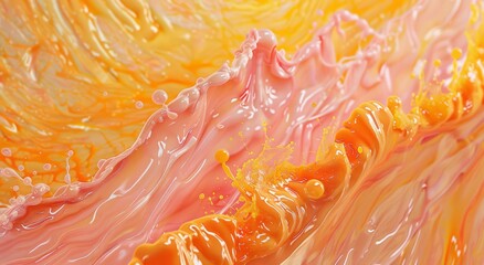 Sticker - Close-up of an orange and pink glaze being poured over the top, creating waves on the surface of the wood