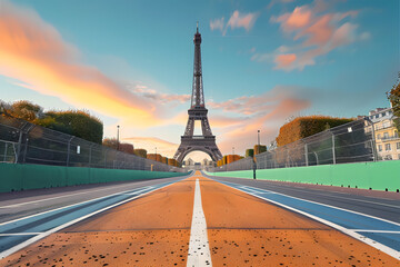 eiffel tower at sunset