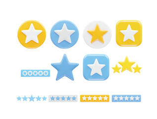 Rating icon star 3d rendering icon set vector