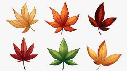 Canvas Print - Vibrant maple leaves icons collection showcasing unique designs, perfect for autumnthemed projects and natureinspired graphics.