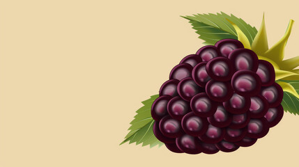 Wall Mural - Vibrant raspberry on clean backdrop, showcasing its rich color and texture in a vintage botanical illustration style.