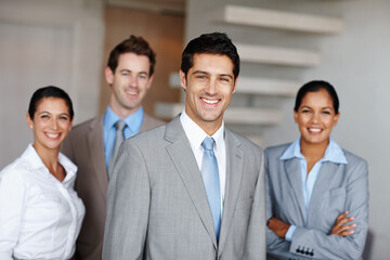 Poster - Confidence, group and portrait of business people in office for corporate career and supply chain or project management. Operations team, compliance and problem solving for company and professional.