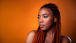 © jeepbabes - frau, schönheit, gesicht, afro, dreadlocks, haare, close up, neu, atelier, photo, studio, copy space, isoliert, gestalten, haar, leitbild, black, glamour, rot, orange, isoliert, herbstlich, herbst, ad