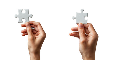 hands holding a puzzle piece isolated on transparent background