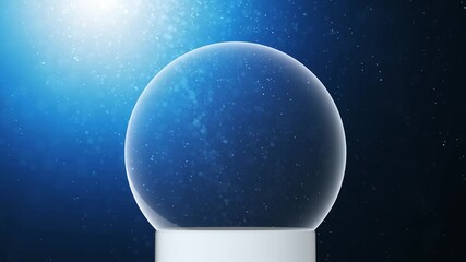 Wall Mural - blue christmas sky with snowfall and empty snowball loop copy space background. concept greeting car