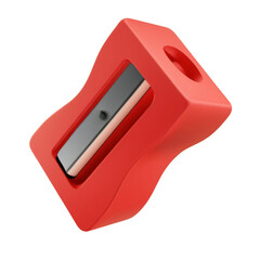 3d red pencil sharpener on Isolated transparent background png. generated with AI