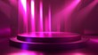© Drap - uturistic soft magenta dark podium with light and reflection background