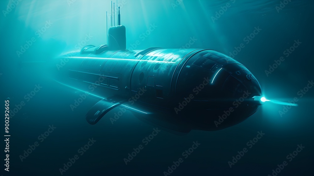 Stealthy Submarine with Digital Cloaking Technology Navigating the ...