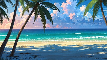 Wall Mural - tropical beach anime