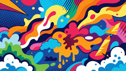 pop art background on the wall abstract vector colorfull pattern wallpaper art abstract hand drawing