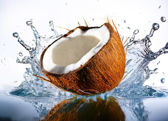 Wall Mural - Coconut in a splash of water