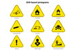 © Dee-sign - GHS Pictogram sign vector. Labelling of Chemicals. Explosive, Flammable, Oxidizing, Compressed Gas, Corrosive, Toxic, Harmful, Health hazard and Environmental hazard.