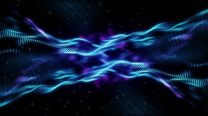 Wall Mural - This is a stock motion graphic that shows an elegant blue spiral of particles on a black background.