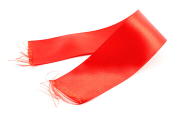 Poster - One beautiful red ribbon isolated on white