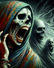 Wall Mural - ghost oil painting/dark horror background.