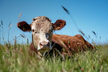 Sticker - cow on a meadow