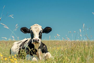 Wall Mural - cow on a meadow