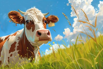 Canvas Print - cow in field