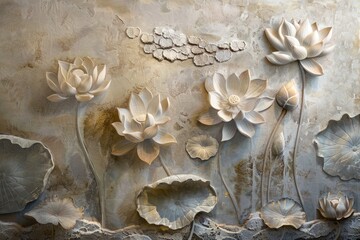 Canvas Print - A close-up view of a wall covered in colorful flowers