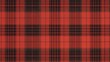© Fotograf - A close-up view of a vibrant red and black plaid fabric pattern