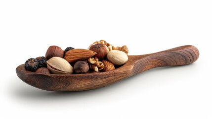 Wall Mural - Wooden spoon filled with assorted nuts