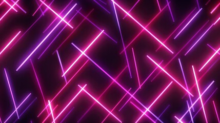 Purple and pink neon lines form a repeating pattern on a black background, producing a striking and energetic visual impact.