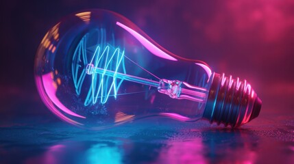 the neon glowing lightbulb