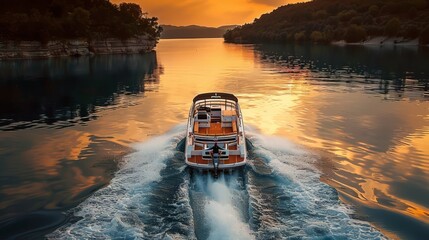 Wall Mural - Rear arial view of wakesetter boat