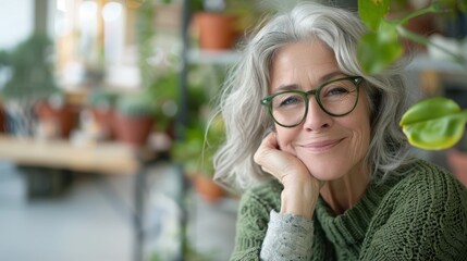 Wall Mural - The elderly woman smiling