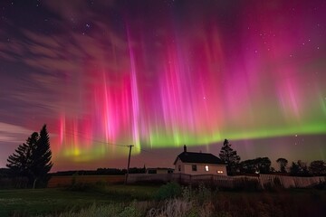 Wall Mural - painting of colorful galaxy with stars, brilliant display of Northern Lights dancing across the sky