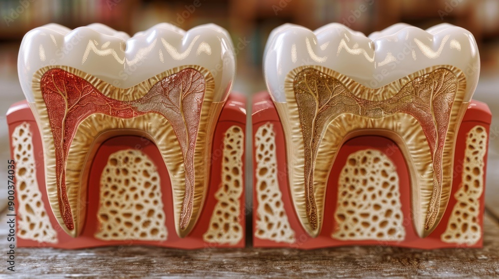 Tooth Root Texture Detailed tooth model showcasing root structure and surrounding bone ...