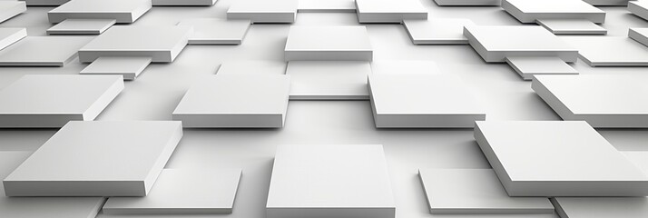 Modern abstract 3D rendering of white geometric shapes creating a visually stunning pattern with depth and perspective.