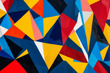 Canvas Print - Abstract geometric artwork with vibrant colors and a dynamic composition of triangles