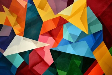 Aufkleber - painting of lot of different shapes, chaos of geometric shapes influenced by cubism
